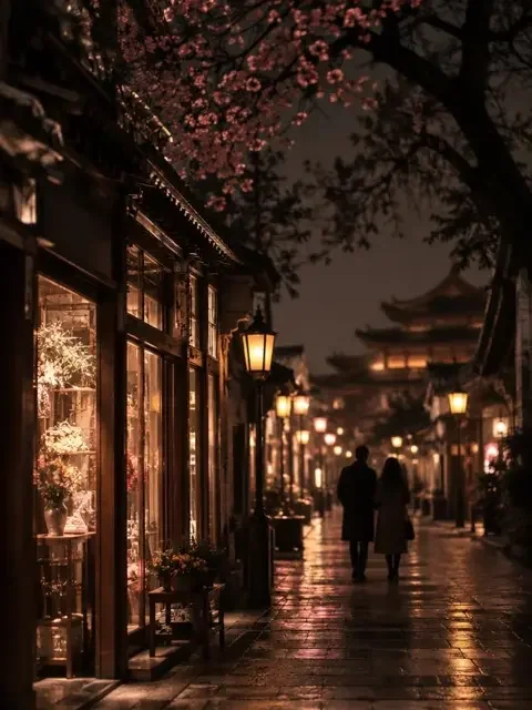 《京夜诱温》短剧封面，深夜街灯下擦肩而过的两个身影
